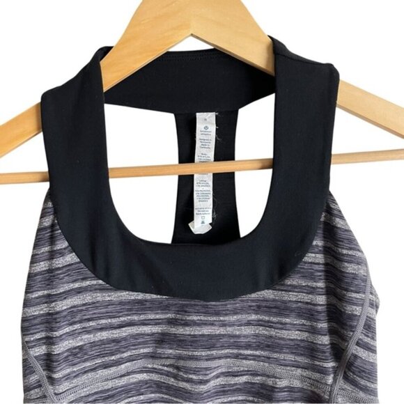 Lululemon Scoop Neck Tank Size 8 Black Stripes Galore / Black - Picture 2 of 9